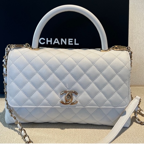 New Gorgeous White Chanel Coco Handle Caviar medium handbag.Never worn.Grab it! - Picture 1 of 11